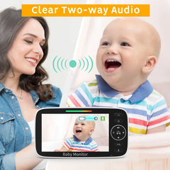 Moniteur vidéo pour bébé de 5 pouces avec caméra, zoom 4X, surveillance de la température, audio bidirectionnel, baby-sitter électronique, berceuse intégrée, SM50
