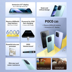 POCO C85 Version mondiale Smartphone MediaTek Helio G81-Ultra 6.9 "affichage Dot Drop batterie 6000mAh 50MP double caméra 33W NFC IP64