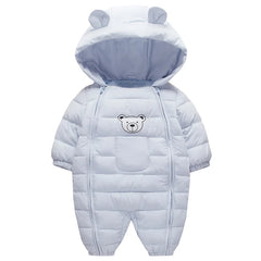 OLEKID-Barboteuse à capuche en coton pour bébé, combinaison pour nouveau-né, salopette pour tout-petits, garçons, filles, optique, oreille de dessin animé, automne, hiver, 2025