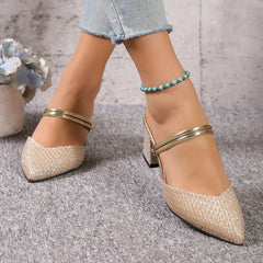 Sandales à talons bas femme mode d'été talons hauts peu profonds femmes sandales de créateur chaussures de luxe pour femmes chaussures de fête de mariage