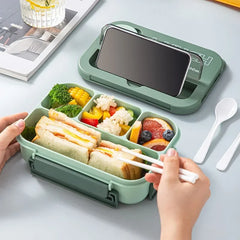 Boîte à déjeuner Portable à compartiment de 1300ML, boîte à Bento de bureau pour enfants étudiants avec fourchette et cuillère, récipient de stockage des aliments pour micro-ondes