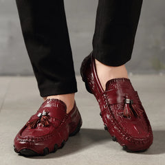 Hommes en cuir véritable chaussures d'affaires motif Crocodile mocassins mode mocassins mâle conduite appartements confortable sans lacet homme chaussures décontractées