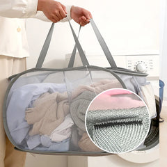 Panier à linge pliant cloison vêtements sales tri sac en maille organisateur de salle de bain épaissi avec cadre seau de rangement en tissu