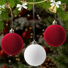 Boules de noël en velours rouge vin de 6cm, pour arbre de noël floqué, pendentifs suspendus, fournitures de décoration pour la maison, Festival, fête