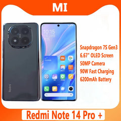 NOUVEAU Smartphone Xiaomi Redmi Note 14 Pro Plus 5G Version CN Snapdragon ® Écran 7S Gen3 6,67" 1,5K 50MP OIS 6200mAh Xiaomi HyperOS