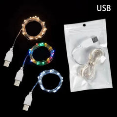 Guirxiété lumineuse LED USB étanche, fil de cuivre et d'argent, lumières dégradées pour Noël, décoration de fête de mariage, 1m, 10m, 20m