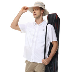 Chemises de pêche respirantes pour hommes, chemise de pêche Cargo décontractée à manches courtes UPF 50+, chemises tactiques boutonnées, chemisier pour l'extérieur