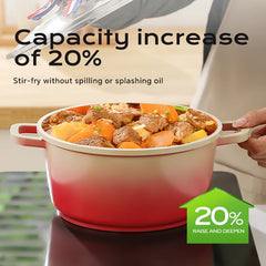 DONNOR 3QT marmite antiadhésive marmite à Induction avec couvercle en verre trempé marmite à soupe de cuisine marmite avec poignée de séjour cool J475