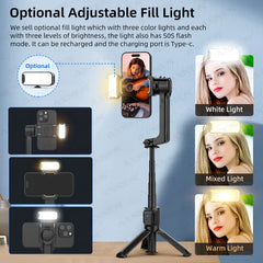 AXNEN-Stabilisateur de téléphone portable série HQ2, cardan pour smartphone GoPro, extension de caméra d'action, perche à selfie, trépied, le plus récent