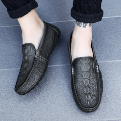 Mocassins de marque célèbre à motif Crocodile, chaussures en cuir véritable, chaussures décontractées à semelles épaisses, confortables et formelles