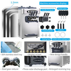 Machine à crème glacée molle commerciale automatique à trois saveurs, 110/220V, pour usage en Restaurant