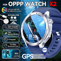 Pour montre OPPO X2 montre intelligente hommes GPS piste boussole altimètre 360*360 HD AMOLED écran Bluetooth appel IP68 étanche Smartwatch