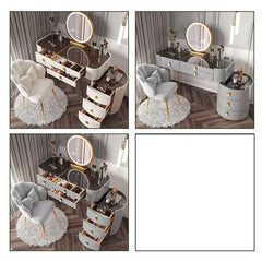 Meuble de chambre à coucher, rangement, chargement sans fil, Bluetooth, commode de maquillage, coiffeuse, Table intelligente avec miroir LED