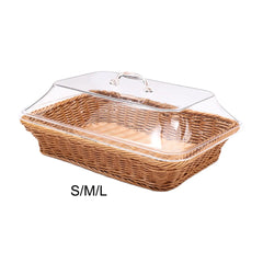 JxBasket tissé avec couvercle, panier de repas, panier de petit-déjeuner, panier en rotin pour salon, camping en plein air, pique-nique 73