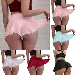 Femmes Sexy Sheer Ruffles Jupe Shorts Transparent Taille Haute Mini Jupes Sports D'été Fitness Yoga brevPantalon Chaud S-3XL