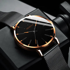 2024 nouvelles montres de mode pour hommes de luxe Ultra mince en acier inoxydable bracelet en maille montre à Quartz or Rose hommes montre cadeaux Reloj Hombre