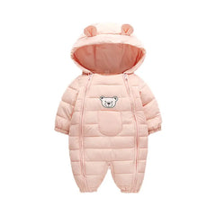 OLEKID-Barboteuse à capuche en coton pour bébé, combinaison pour nouveau-né, salopette pour tout-petits, garçons, filles, optique, oreille de dessin animé, automne, hiver, 2025