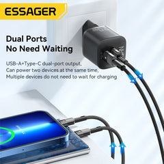 Essager 20W GaN USB Type C chargeur PD Charge rapide téléphone QC 3.0 chargeurs rapides pour iPhone 14 13 12 11 Pro Max Mini iPad Charge