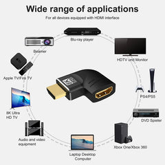 Adaptateur HDMI 2.1, 8K, Angle droit de 90 à 270 degrés, convertisseur mâle à femelle, connecteur d'extension de câble HDMI pour TV, ordinateur portable, moniteur