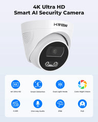 H.View – caméra Ip Poe 8Mp, détection faciale Ai, caméra de sécurité Cctv 4K, dôme extérieur, enregistreur Audio et vidéo de Surveillance pour système xmeye app Nvr