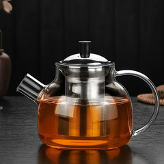 Théière en verre 800/1500ml avec infuseur en acier inoxydable, infuseur amovible, théière pour la maison, le Camping et les voyages, brassière à thé à feuilles mobiles