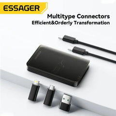 Essager-Câble 4 en 1 USB de type C vers USB C, PD 60W, charge rapide, pour iPhone Xiaomi, micro câble avec support, boîte de rangement