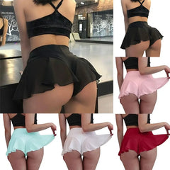 Femmes Sexy Sheer Ruffles Jupe Shorts Transparent Taille Haute Mini Jupes Sports D'été Fitness Yoga brevPantalon Chaud S-3XL