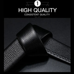 DINISIBOU- Ceinture noire en cuir PU pour hommes, classique, automatique, à la mode, business, pantalon, environnement