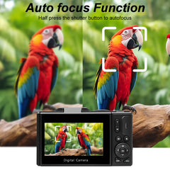 Appareil photo de photographie numérique compacte, Zoom numérique 4K 18X, enregistreur vidéo Vlog Vintage YouTube 180 ° Caméra Web WiFi Selfile à écran rabattable