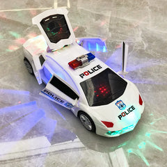 2025 nouvelle danse électrique déformation rotatif universel voiture de Police garçon jouet enfants fille musique voiture lumineuse