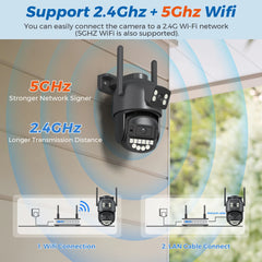 10MP 5K Wifi caméra de Surveillance extérieure 5X Zoom numérique PTZ caméra IP double objectif double écrans 2.4G/5G suivi automatique caméra de sécurité