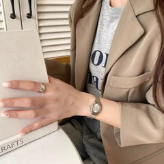 Petit cadran ovale montre verte Simple en acier inoxydable dames montres marque femmes de luxe cadeau montre à Quartz livraison directe