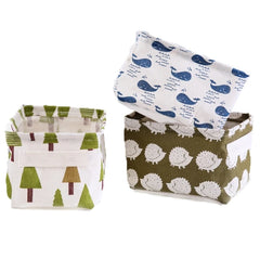 Petit panier de rangement en toile pliable avec poignée, boîte de rangement de bureau en coton et lin, petit panier de rangement étanche frais 1 pièce
