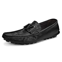 Haute qualité en cuir véritable hommes chaussures décontractées marque en cuir de vachette chaussures motif Crocodile mocassins dames mocassin chaussures plates