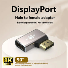 DP mâle à femelle coude à Angle droit de 90 degrés affichage de carte graphique d'ordinateur convertisseur Displayport 4K144hz tête de direction HD 8k