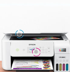 Imprimante tout-en-un couleur sans fil Ep/on EcoTank ET-2800 sans cartouches d'encre avec fonctions de numérisation et de copie imprimante domestique