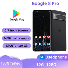 Google Pixel 8Pro 5G Google Tensor 8 pro G3 12GB RAM 128GB ROM 6.7 "NFC Octa Core Android 50MP caméra téléphone d'origine utilisé