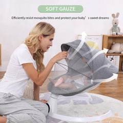 Chaise à bascule électrique pour bébé avec jouets et télécommande, balançoire portable pour nouveau-né de 0 à 18 mois, CPull avec moustiquaire