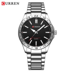 CURREN 8452 hommes montre à Quartz Simple mode loisirs affaires horloge noir argenté bracelet en acier inoxydable montre-bracelet pour homme