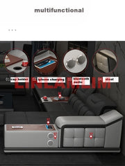 Canapé d'angle en cuir véritable, meuble de salon