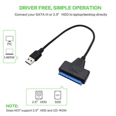 Câble USB 3.0 2.0 SATA 3, adaptateur Sata vers USB 3.0 jusqu'à 6 Gbps, prise en charge du disque dur SSD externe de 2.5 pouces, câble Sata III à 22 broches