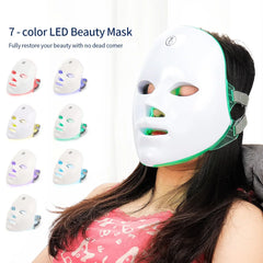 Masque Facial LED Photon 7 couleurs, thérapie à la lumière rouge, Anti-vieillissement, masque de beauté du visage et du cou, traitement de Relaxation, soins Anti-rides pour la peau