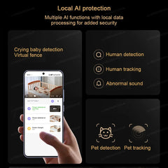 XIAOMI caméra intelligente 4, Wi-Fi double bande 6,8MP 4K HDR suivi AI, Vision nocturne, Audio bidirectionnel , Moniteur pour bébé de sécurité domestique, caméra pour animaux de compagnie