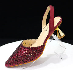 Venus Chan – escarpins à bout pointu pour femmes, chaussures et sacs italiens élégants, couleur vin, ensemble assorti, 2023