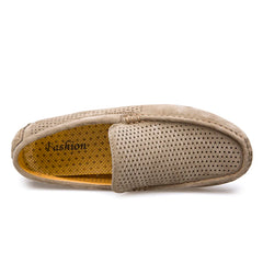 Chaussures en cuir véritable pour hommes, marque de luxe décontractée, mocassins d'été de styliste, mocassins respirants, chaussures de conduite italiennes pour hommes