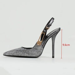 Escarpins de luxe à strass et paillettes pour femmes, chaussures élégantes à bout pointu, talons aiguilles, chaussures à la mode printemps été