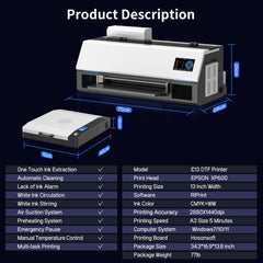 Colorsun A3 DTF imprimante pour Epson XP600 DTF Machine d'impression Impresora A3 DTF imprimantes pour T-Shirts sweats à capuche tout tissu