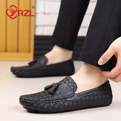 YRZL luxe hommes mocassins noirs mocassins souples sans lacet chaussures homme haute qualité hommes chaussures décontracté confortable chaussures de conduite hommes