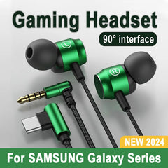 Pour Samsung 90 ° Jack casque de jeu filaire son Surround HiFi avec micro Type C 3.5mm casque de musique pour Galaxy S24 23 iPhone 15