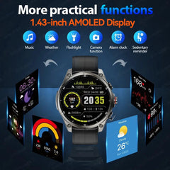 2025 nouvelles montres intelligentes GPS haut de gamme altimètre extérieur baromètre écran AMOLED boussole GPS intégrée sport militaire Smartwatch hommes
